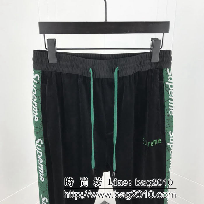 SUPREME 18F/W秋冬新款 小刺繡字母Log 18新款織帶 天鵝絲絨衛褲 ydi2419